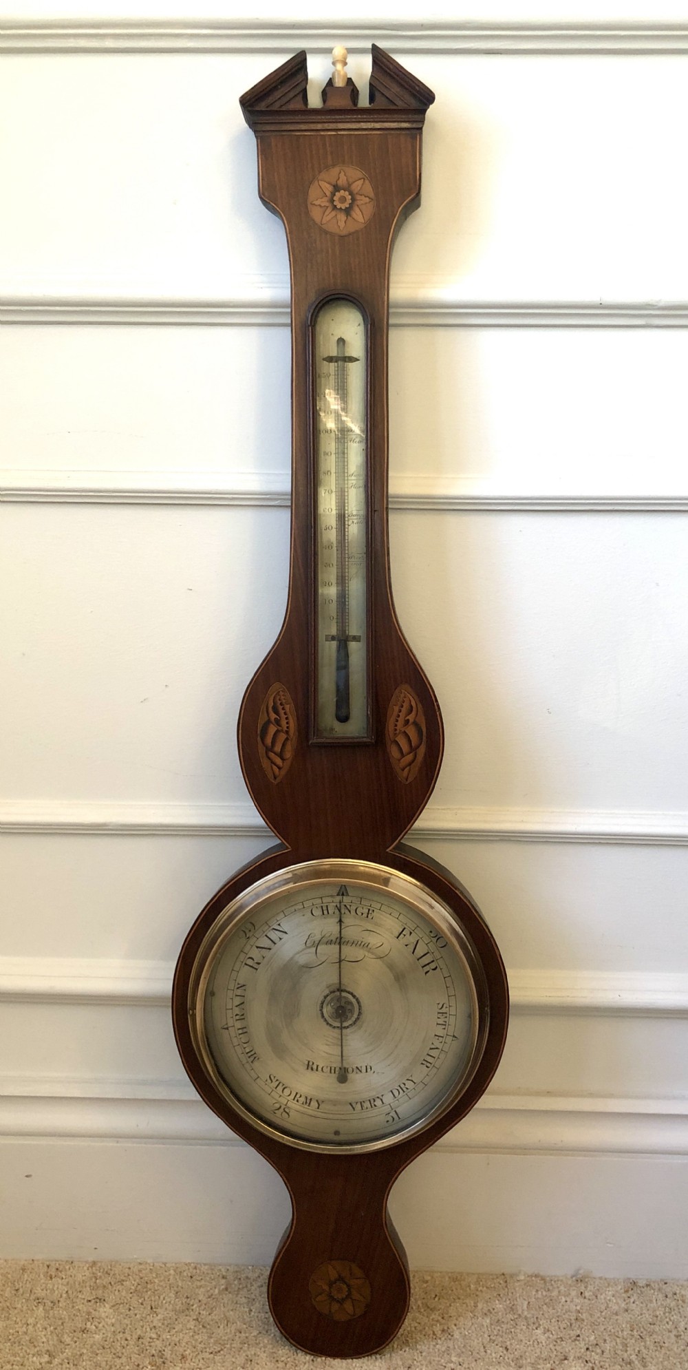 George III  Inlaid Mahogany Wheel Barometer