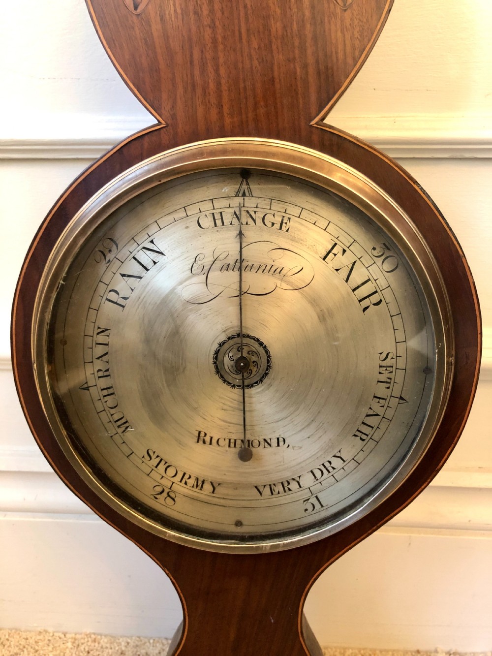 George III  Inlaid Mahogany Wheel Barometer View V