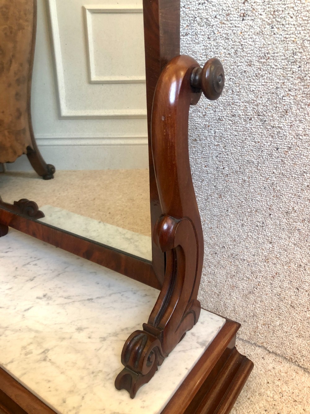  Large Antique Victorian Mahogany and Marble Topped Toilet Swing Mirror View II
