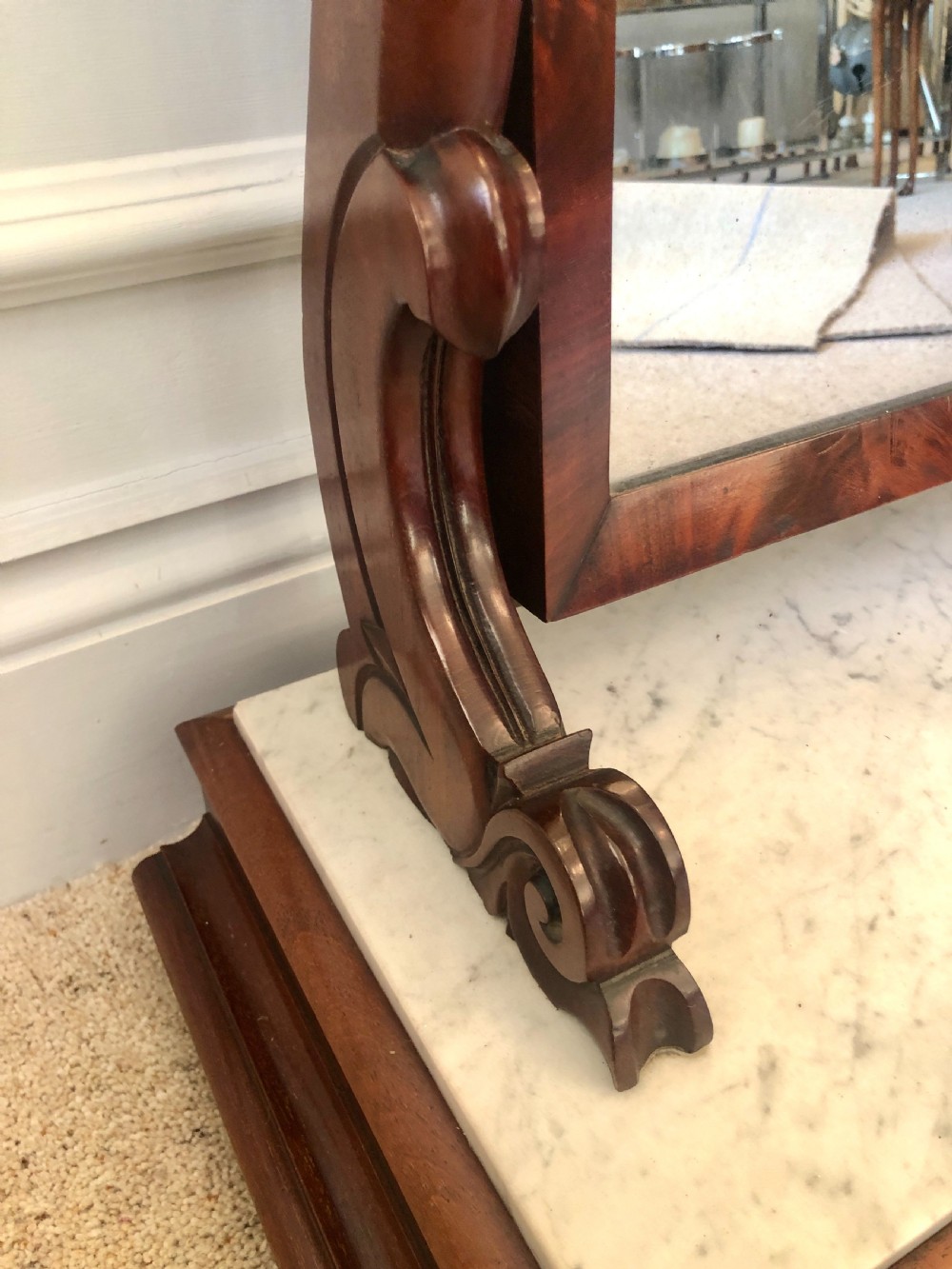  Large Antique Victorian Mahogany and Marble Topped Toilet Swing Mirror View III