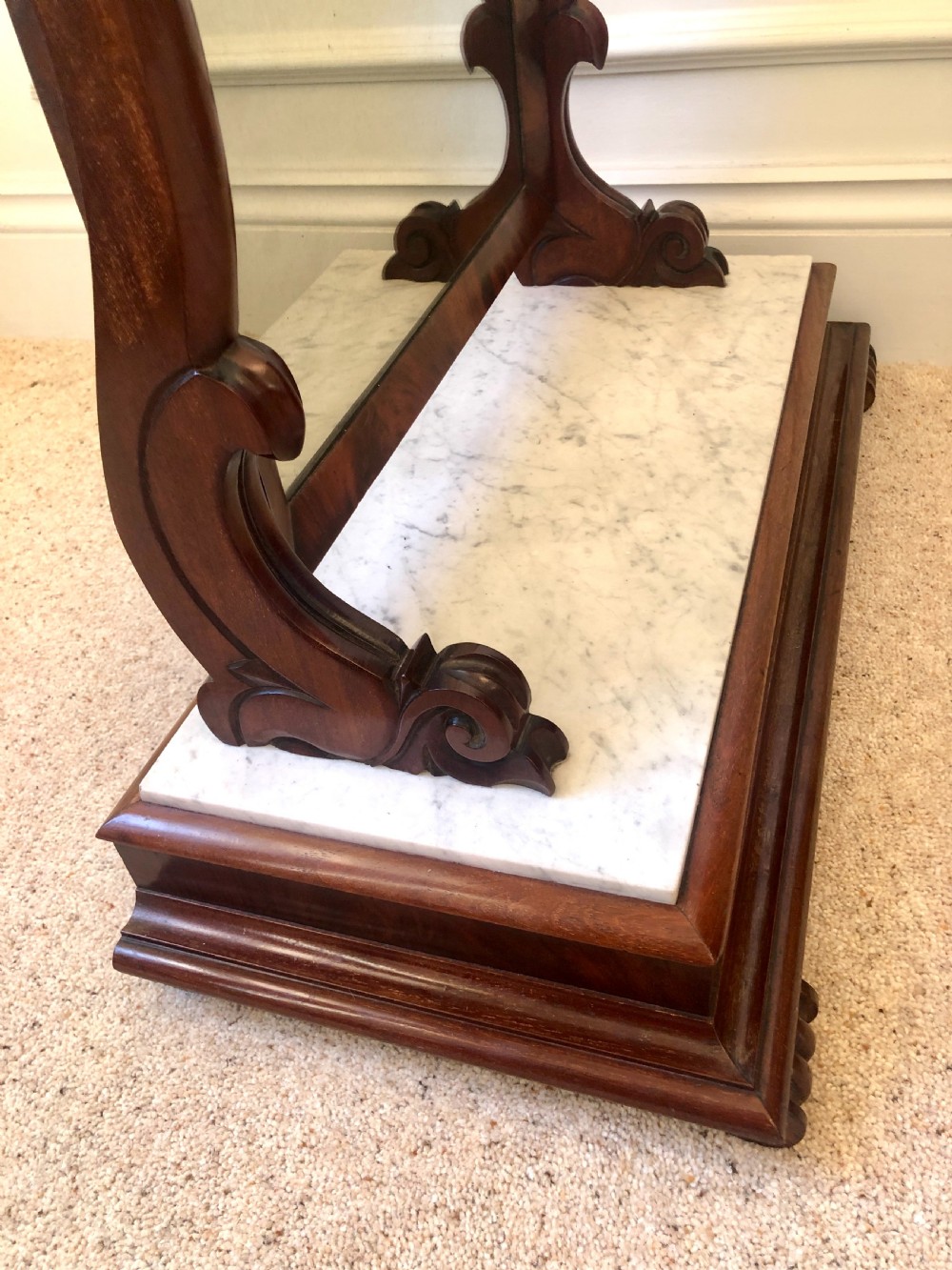  Large Antique Victorian Mahogany and Marble Topped Toilet Swing Mirror View IV