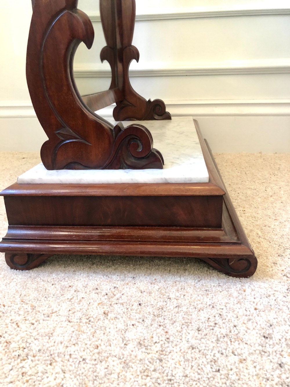  Large Antique Victorian Mahogany and Marble Topped Toilet Swing Mirror View VII