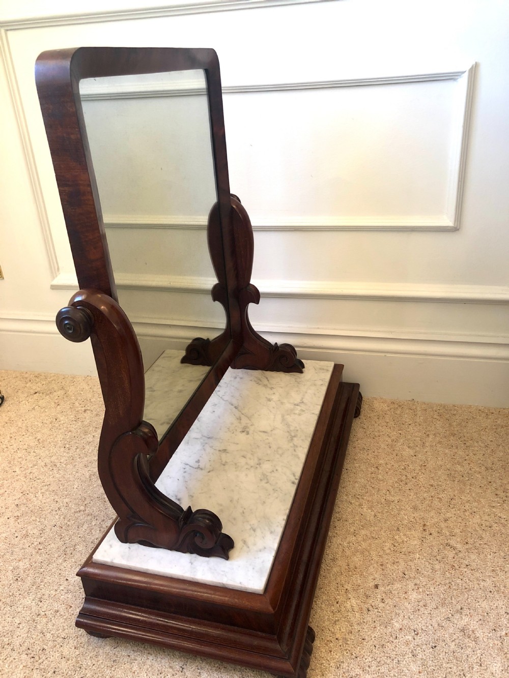  Large Antique Victorian Mahogany and Marble Topped Toilet Swing Mirror View VIII