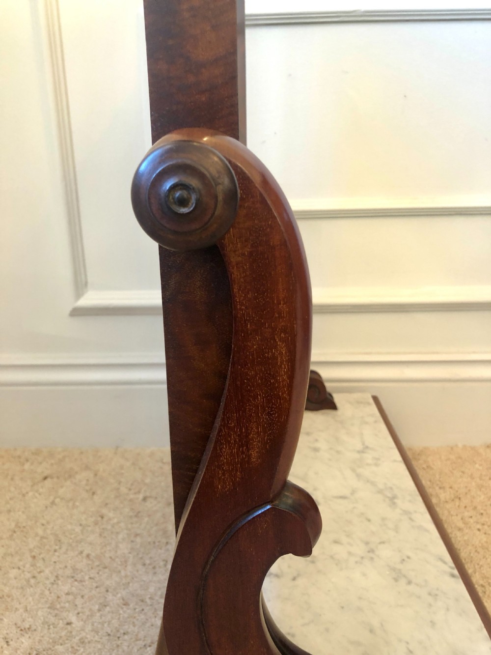  Large Antique Victorian Mahogany and Marble Topped Toilet Swing Mirror View IX
