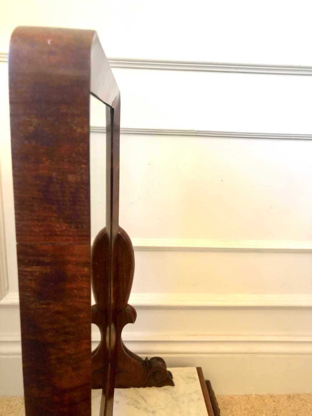  Large Antique Victorian Mahogany and Marble Topped Toilet Swing Mirror View X