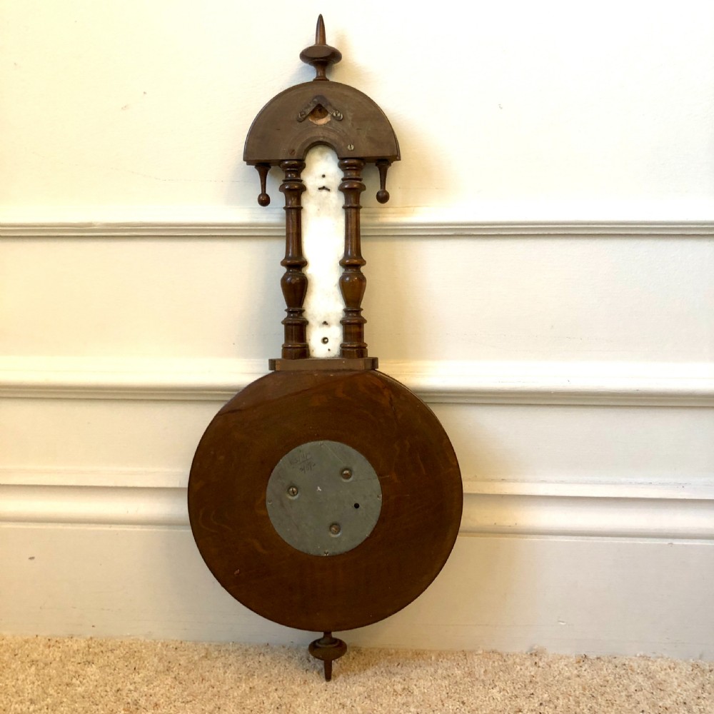 Small Victorian Walnut Aneroid Wheel Barometer View VIII