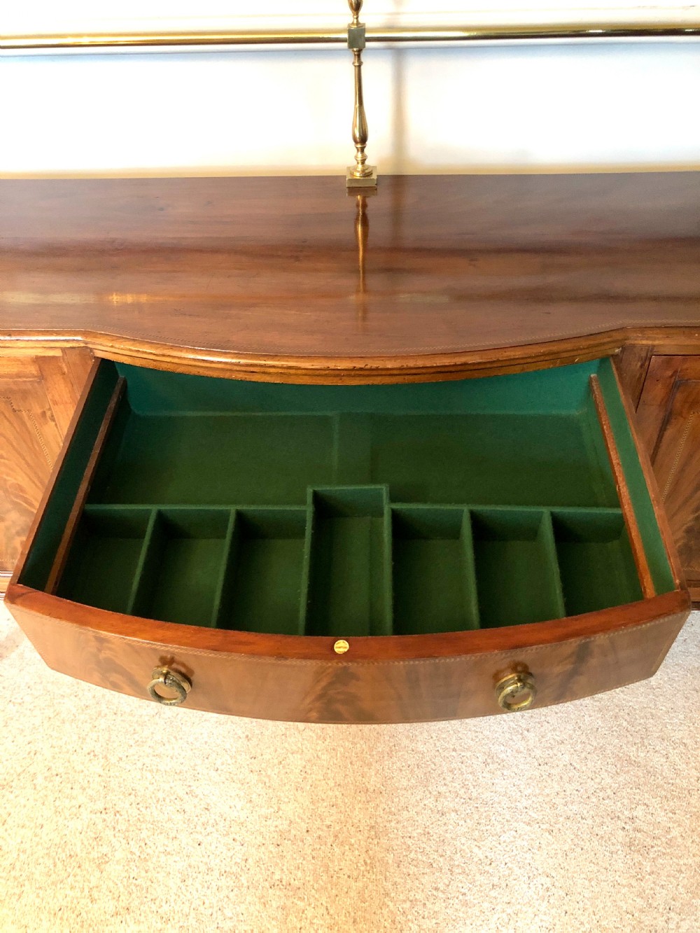 Antique Edwardian Mahogany Inlaid Sideboard by Hamptons, Pall Mall, London View V