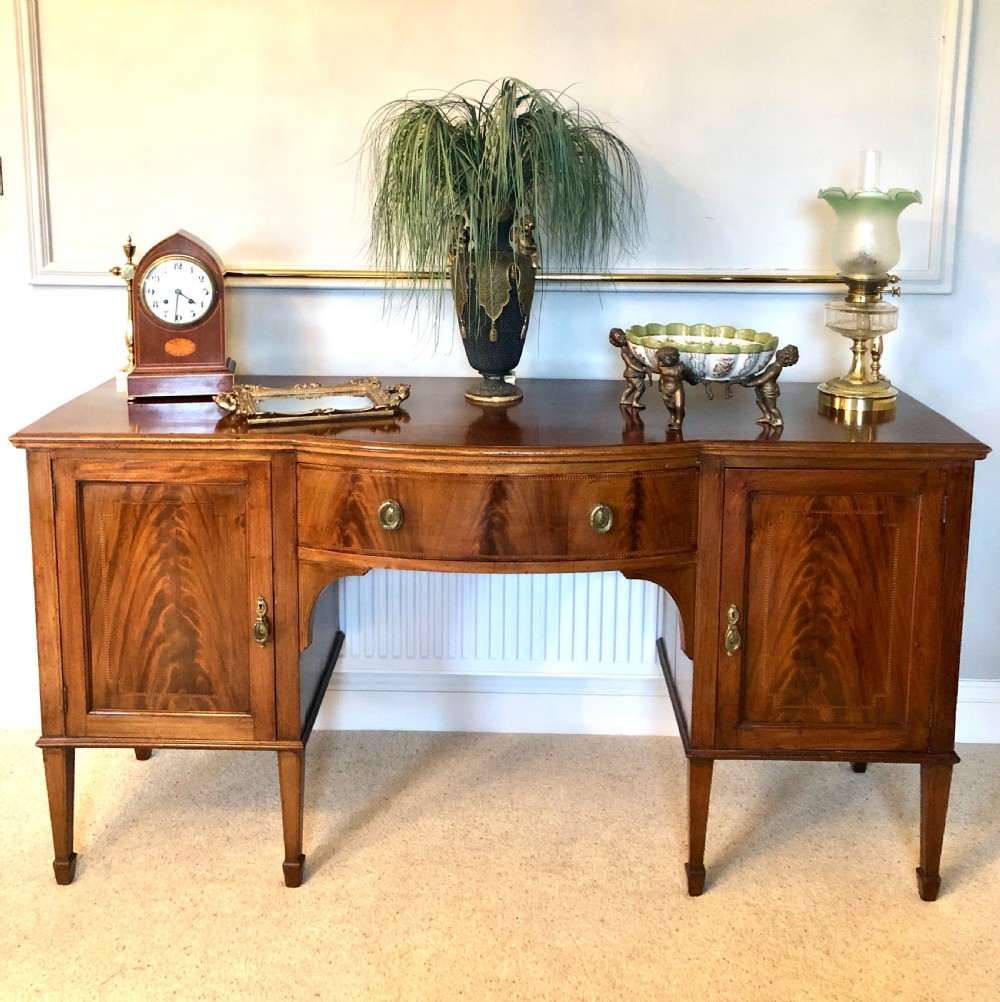 Antique Edwardian Mahogany Inlaid Sideboard by Hamptons, Pall Mall, London View XIII