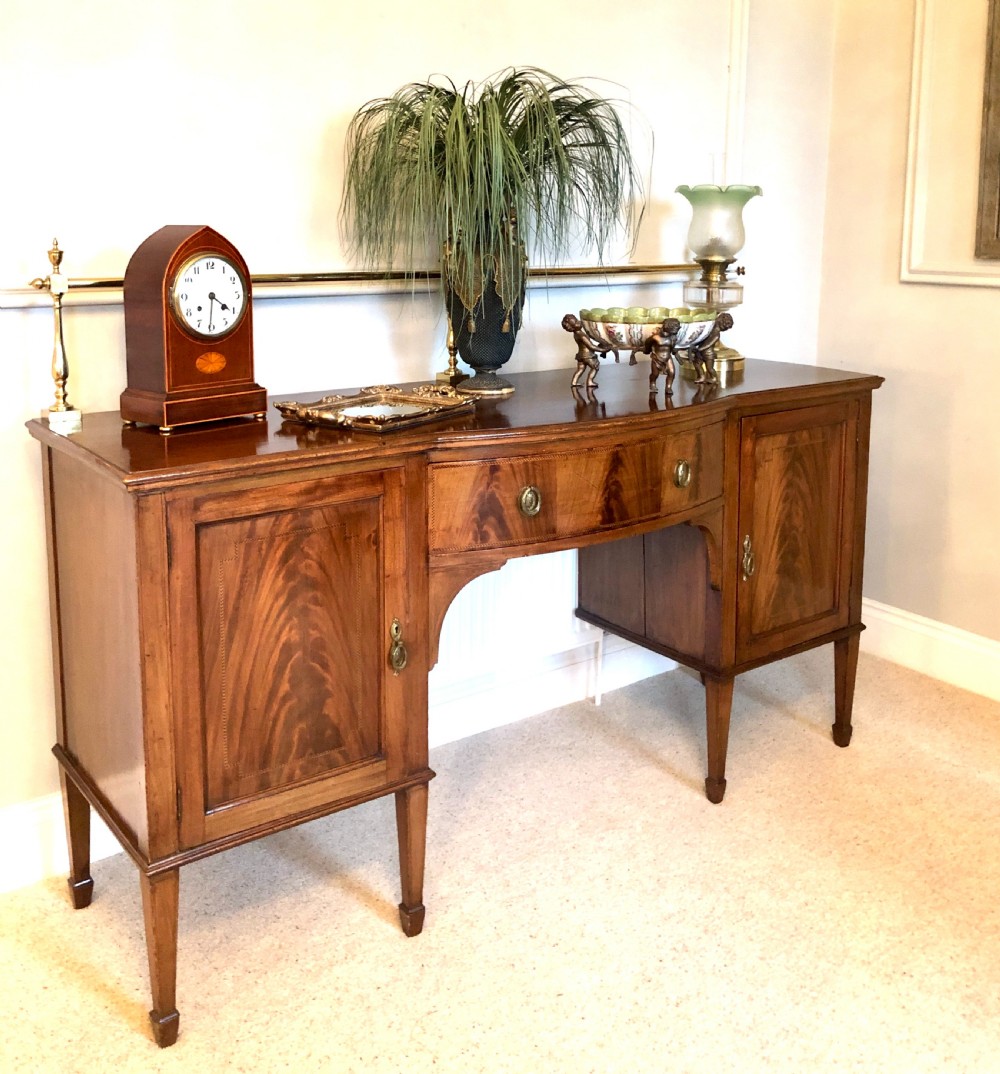 Antique Edwardian Mahogany Inlaid Sideboard by Hamptons, Pall Mall, London View XIV