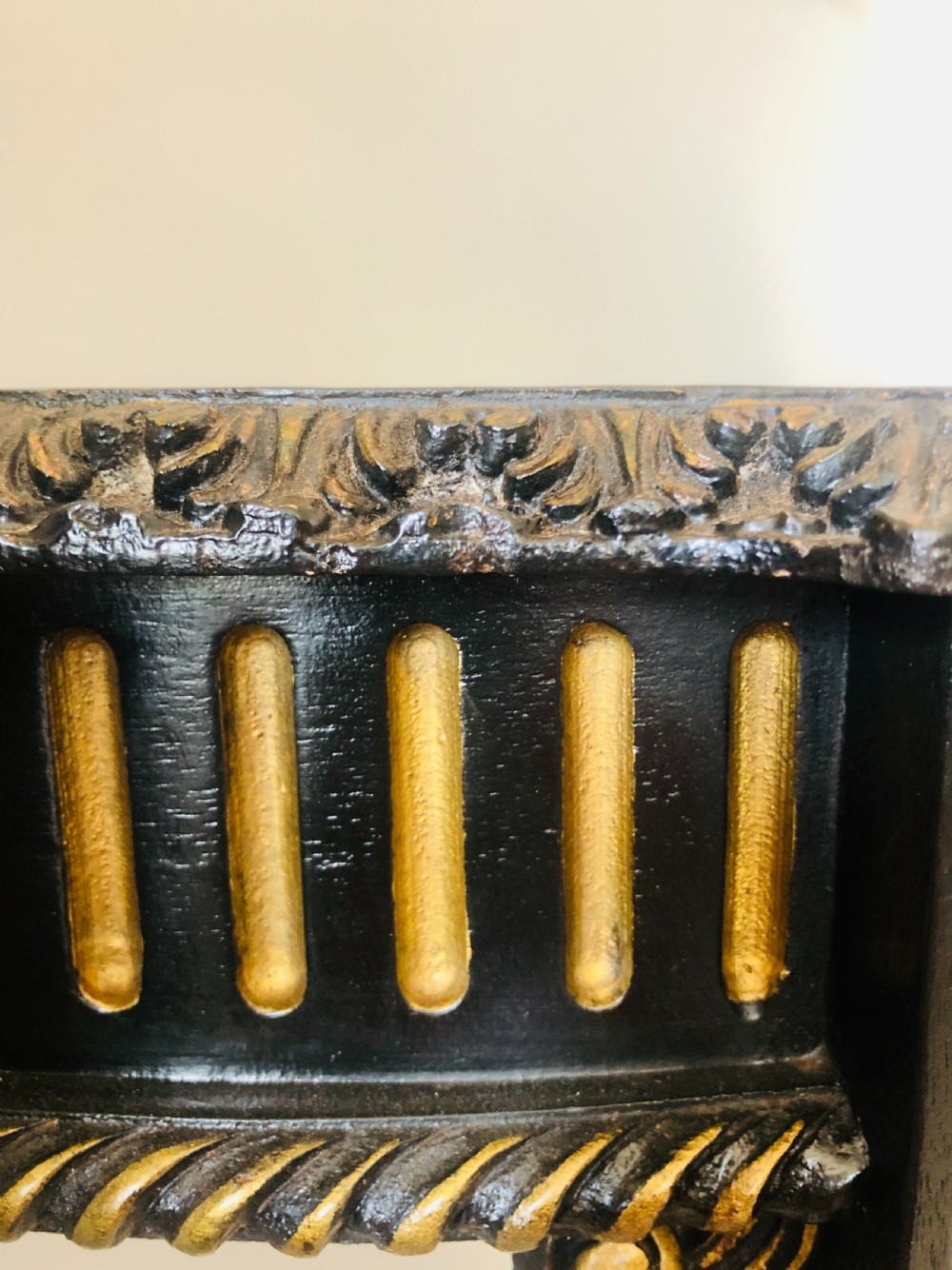 Fine Carved French Demi Lune Shaped Ebonised Console Table View VII