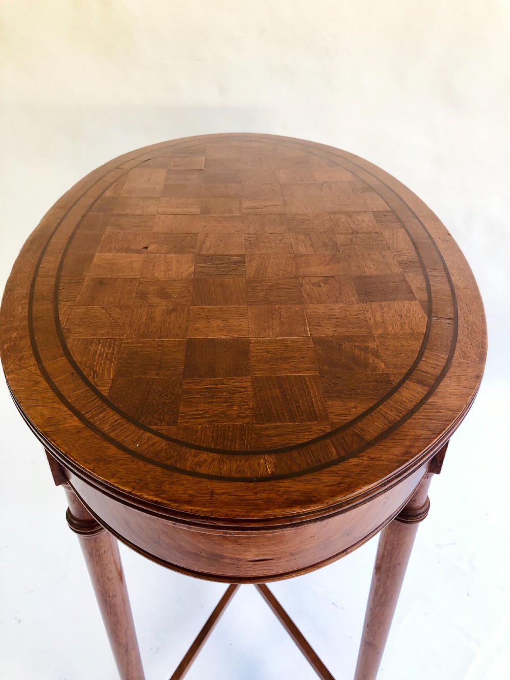 Quality Oval Walnut Chequered Table View VII