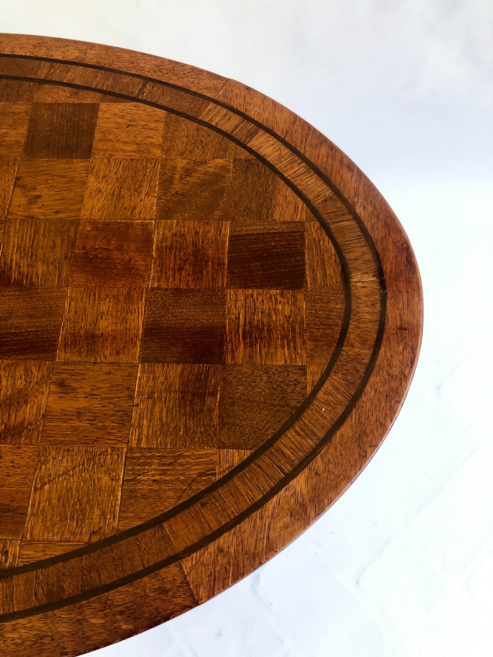 Quality Oval Walnut Chequered Table View VIII
