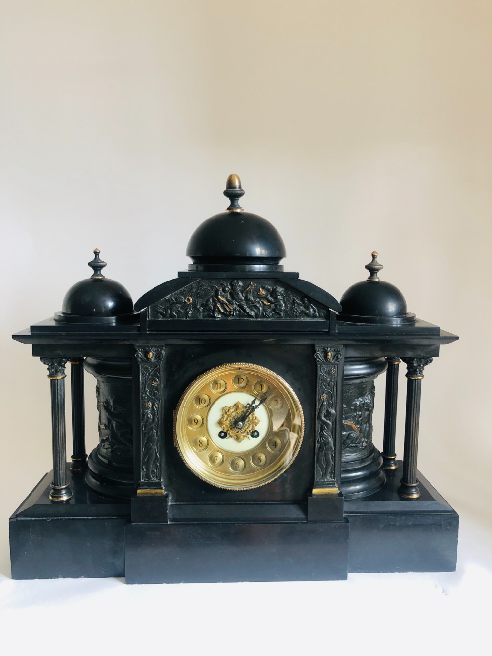 Large Antique Victorian Marble Mantle Clock