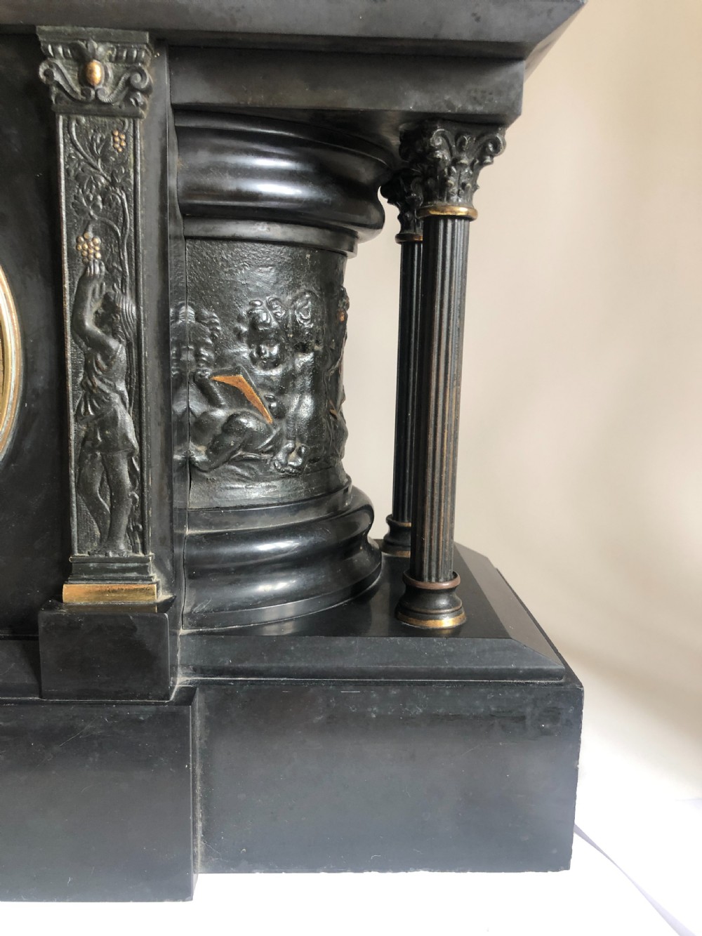 Large Antique Victorian Marble Mantle Clock View V