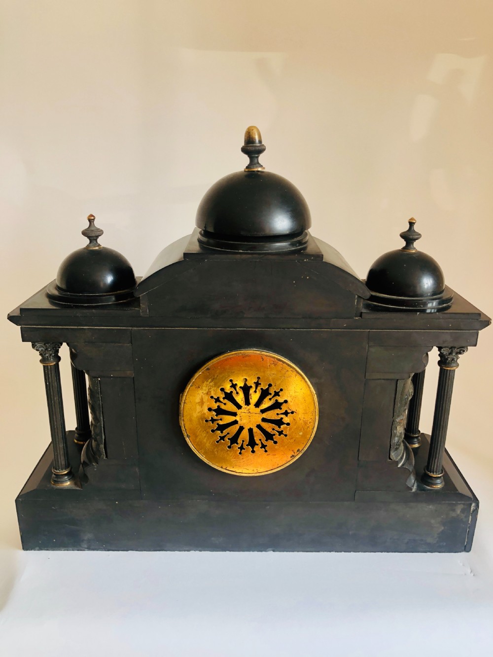 Large Antique Victorian Marble Mantle Clock View VII