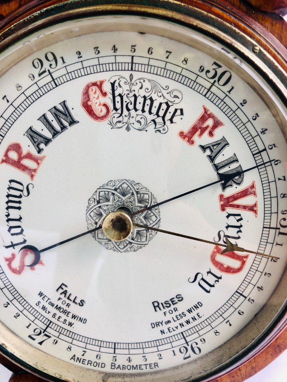 Antique Victorian Walnut Banjo Barometer View IV