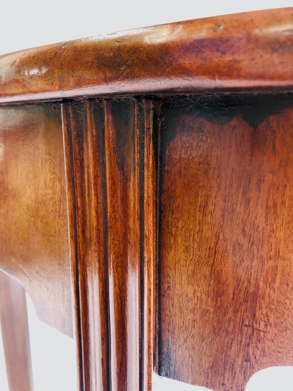 Pair of George III Mahogany Demi Lune Console Tables  View V