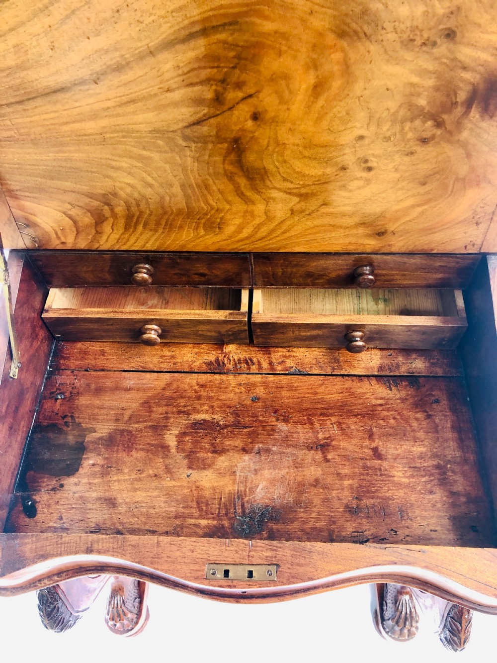 Fine Quality Victorian Burr Walnut Davenport Desk View VI