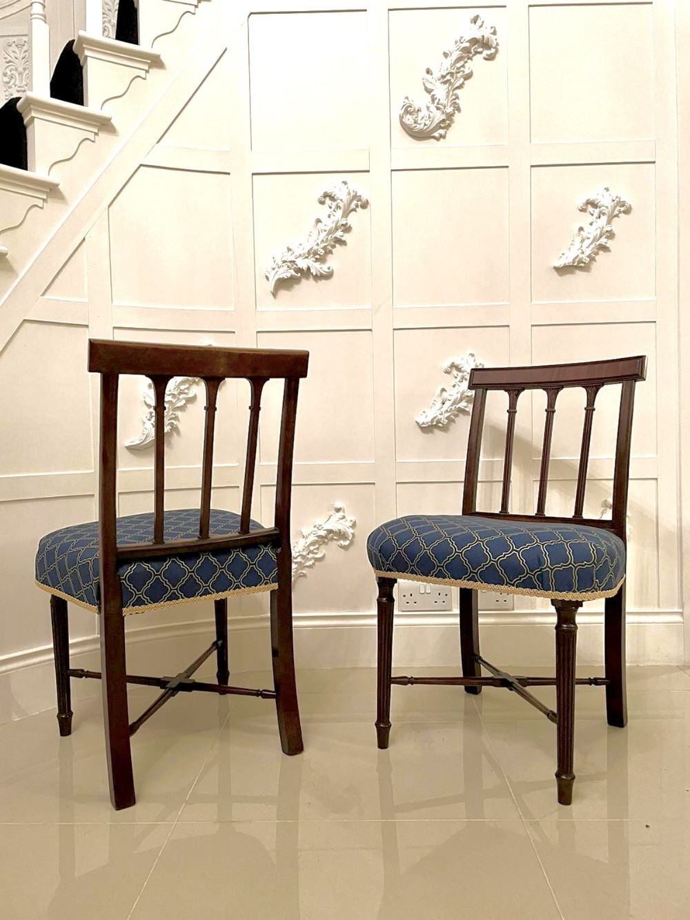  Fine Pair Antique George III Mahogany Side/Desk Chairs