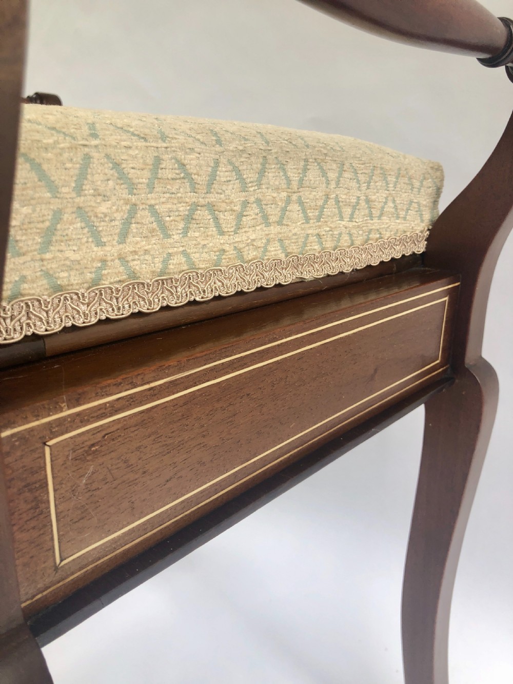 Antique Victorian Mahogany Free Standing Inlaid Piano Stool View IV
