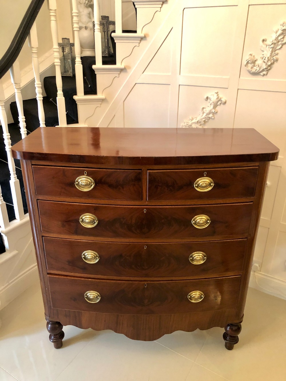 Antique Victorian Mahogany Scottish Bow Front Chest of Drawers View VIII