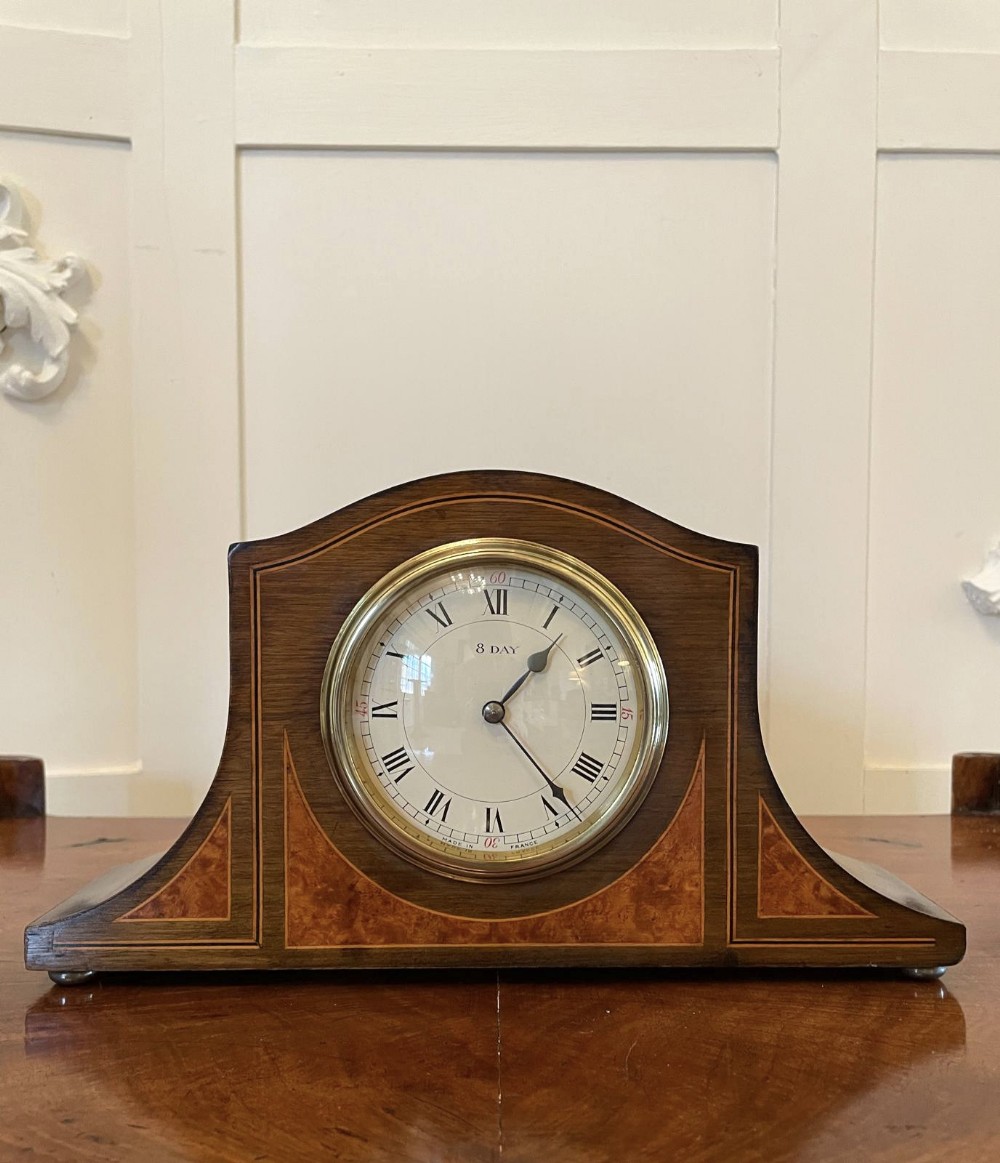 Quality Antique Mahogany Amboyna Eight Day Clock