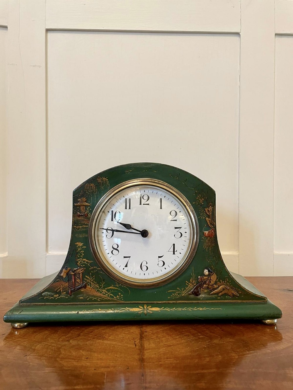 Art Deco Lacquered Chinoiserie Mantel Clock