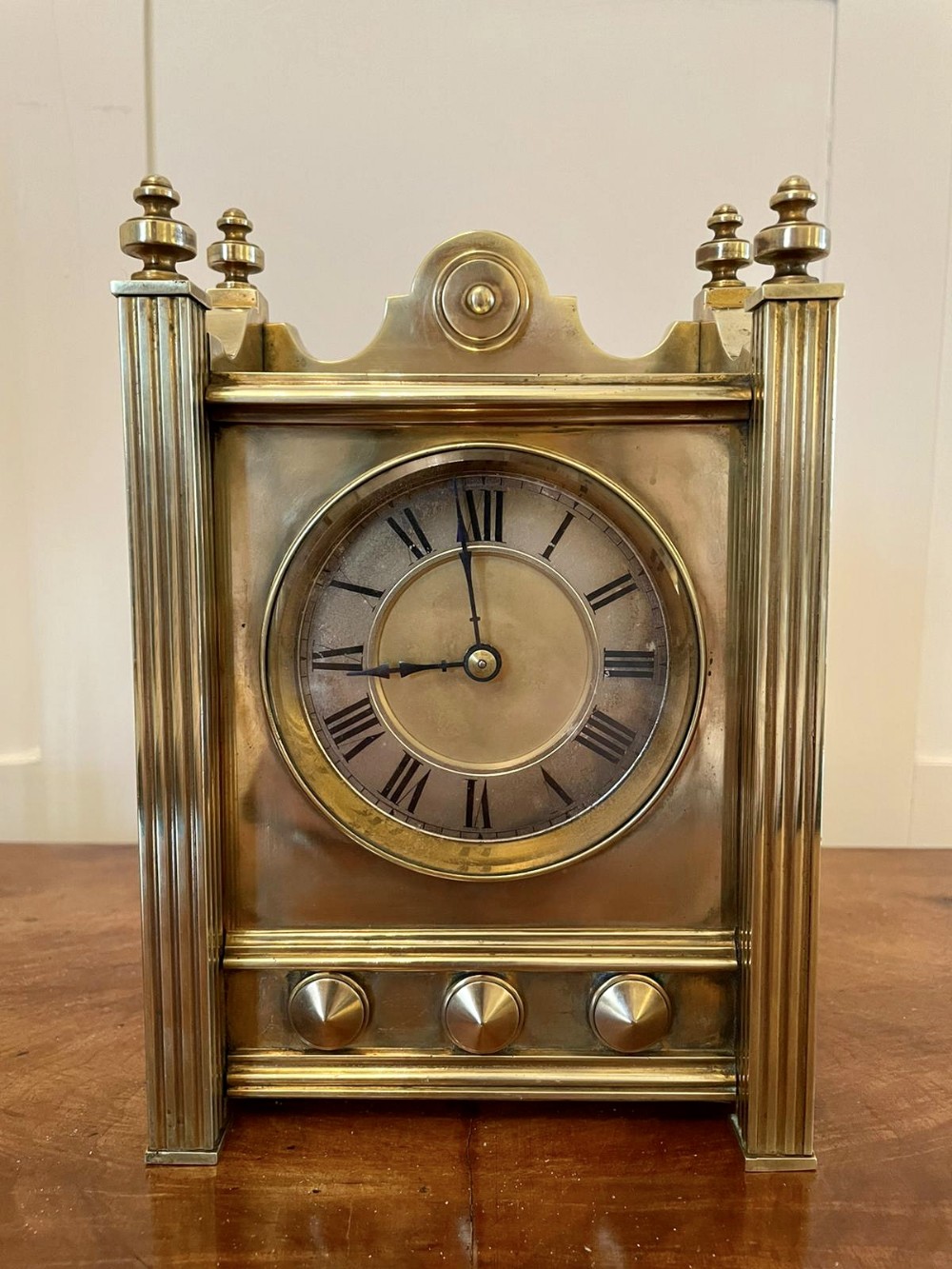 Quality Eight Day Antique Brass Mantel Clock