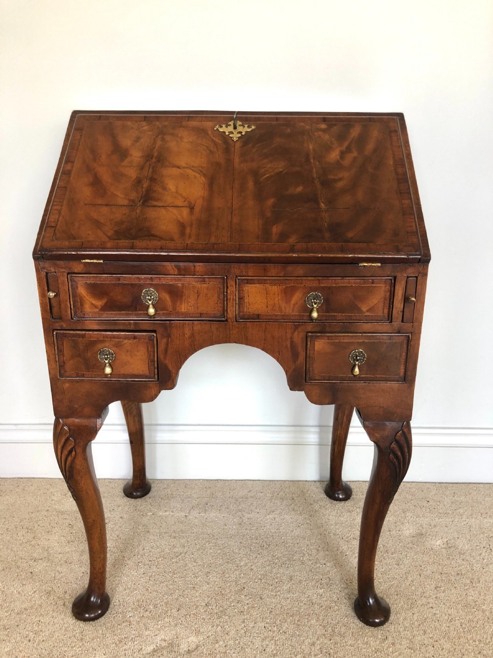 Antique Victorian Figured Walnut Bureau