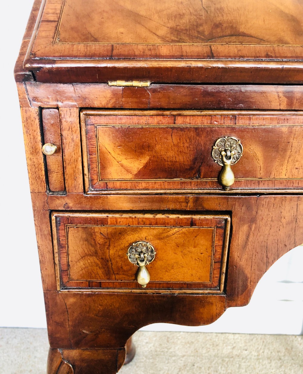Antique Victorian Figured Walnut Bureau View IV