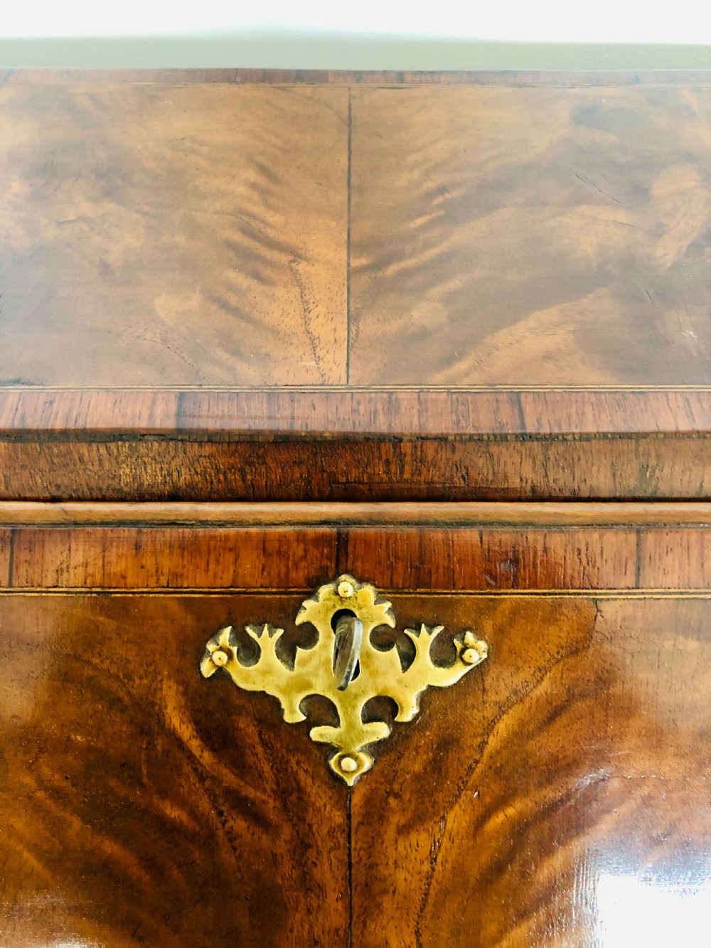 Antique Victorian Figured Walnut Bureau View XII