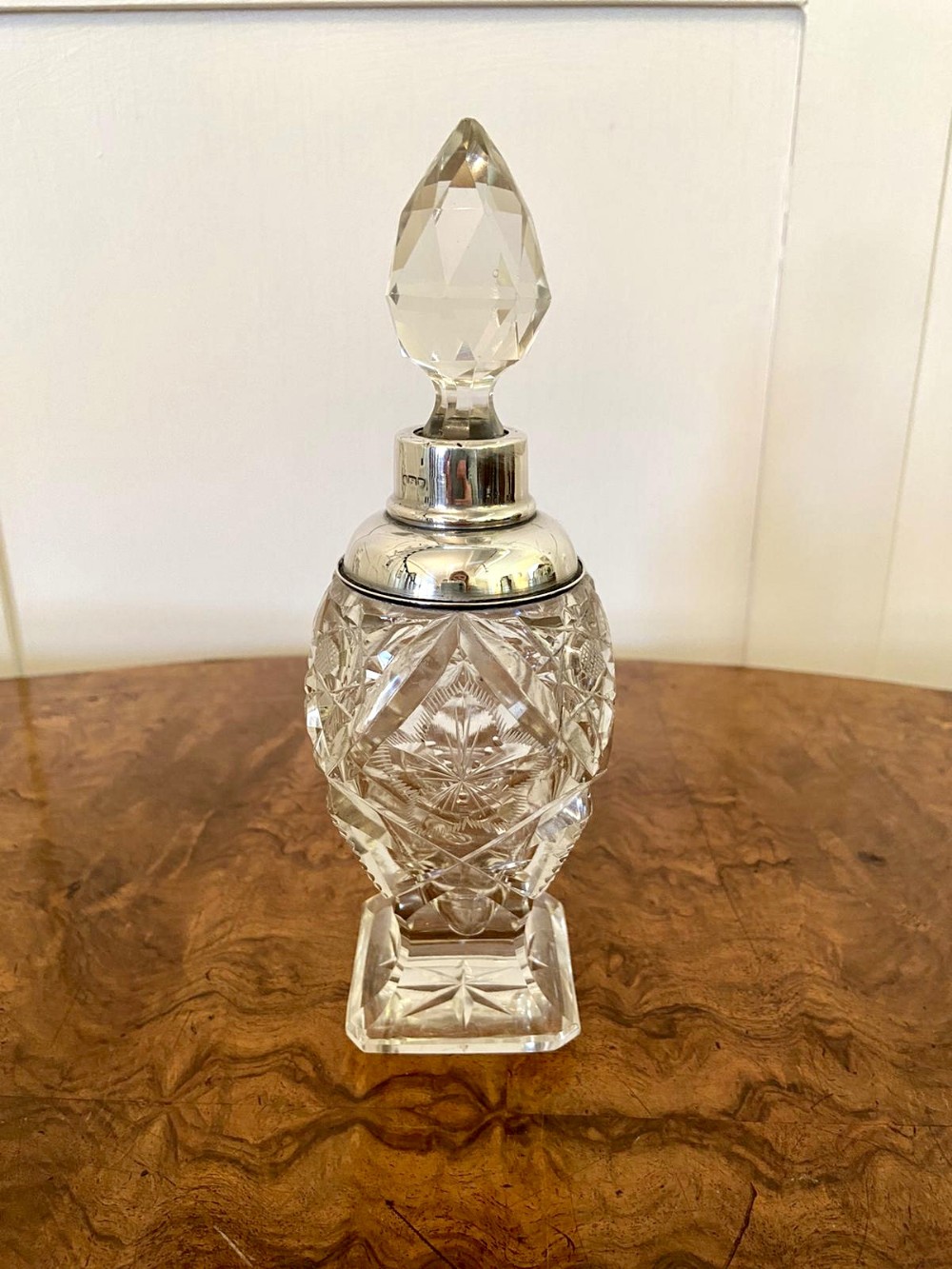 Antique Silver Topped Cut Glass Scent Bottle