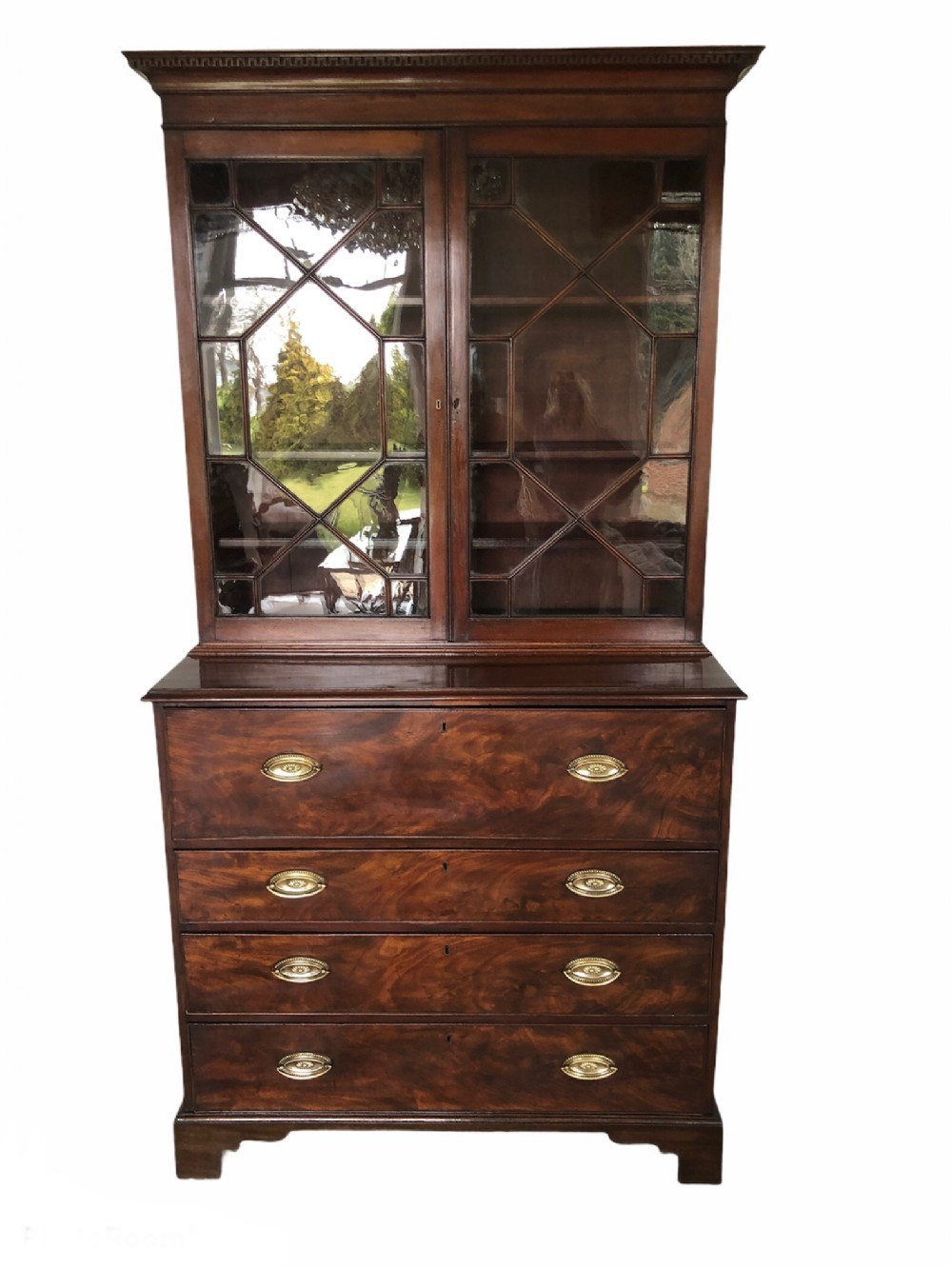 Antique George III Mahogany Secretaire Bookcase
