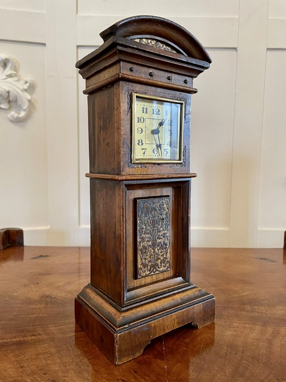  Antique Walnut Miniature Grandfather Clock