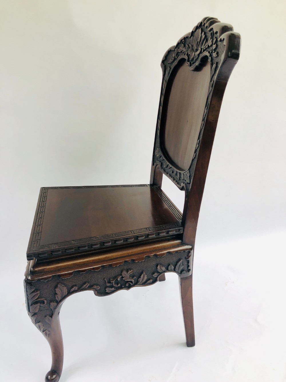  Fine Pair of Antique Carved Chinese Hall Chairs

 View V