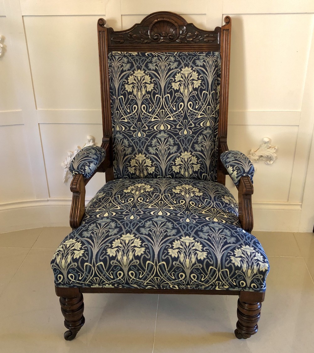  Large Antique Carved Walnut Library Chair
 View X