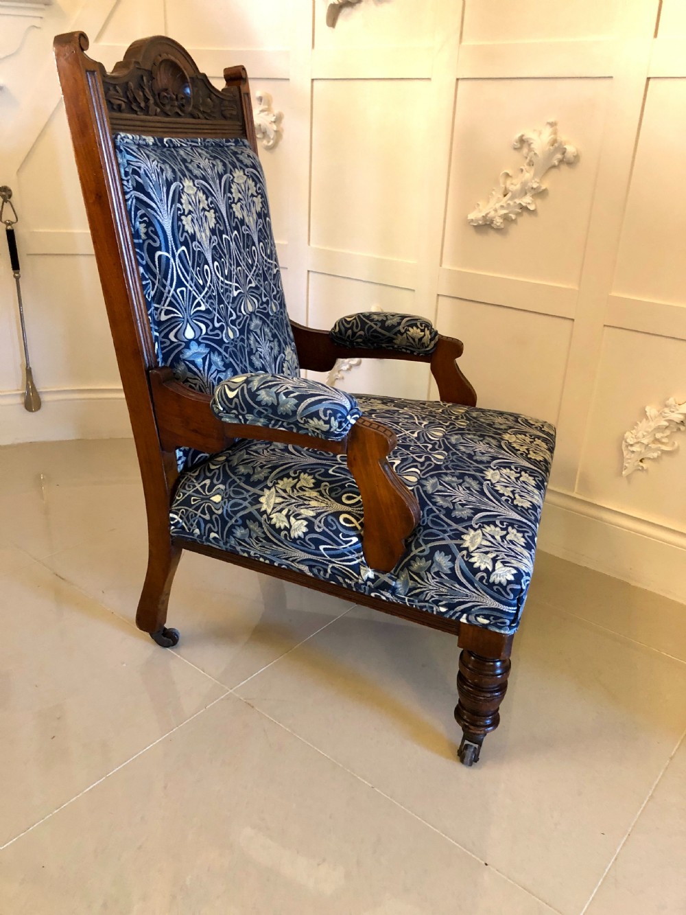  Large Antique Carved Walnut Library Chair
 View XII