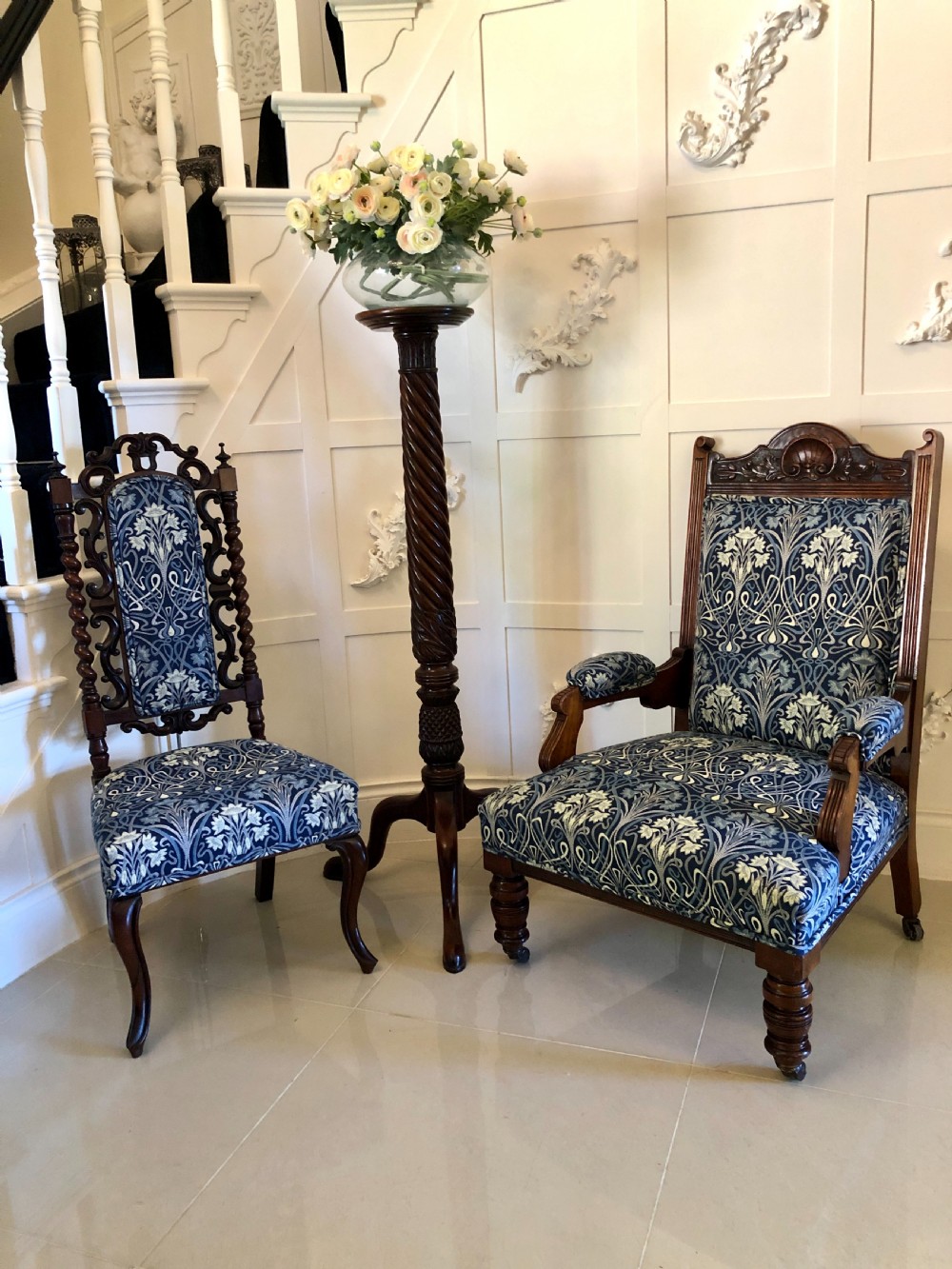  Large Antique Carved Walnut Library Chair
 View XIII