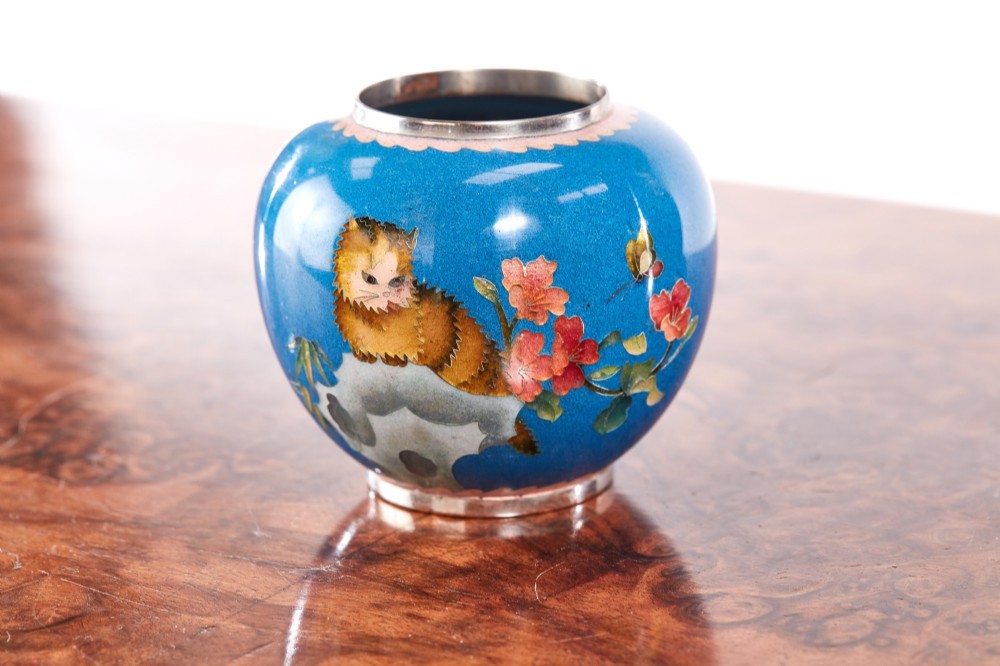 Quality Antique Miniature Chinese Cloisonne Vase
