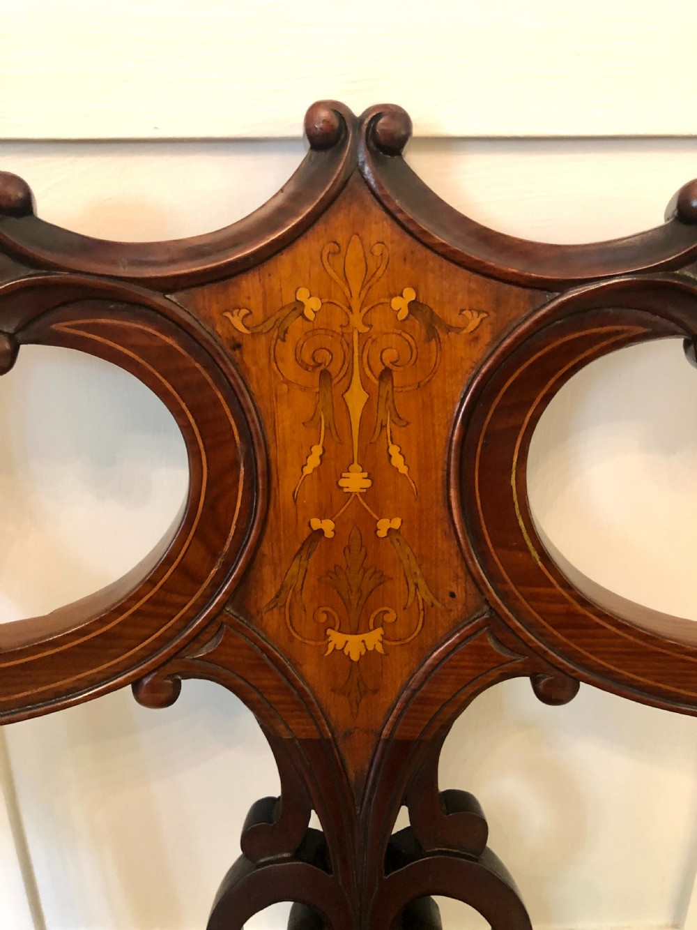Unusual Set of Six Antique Mahogany Inlaid Dining Chairs
 View VII