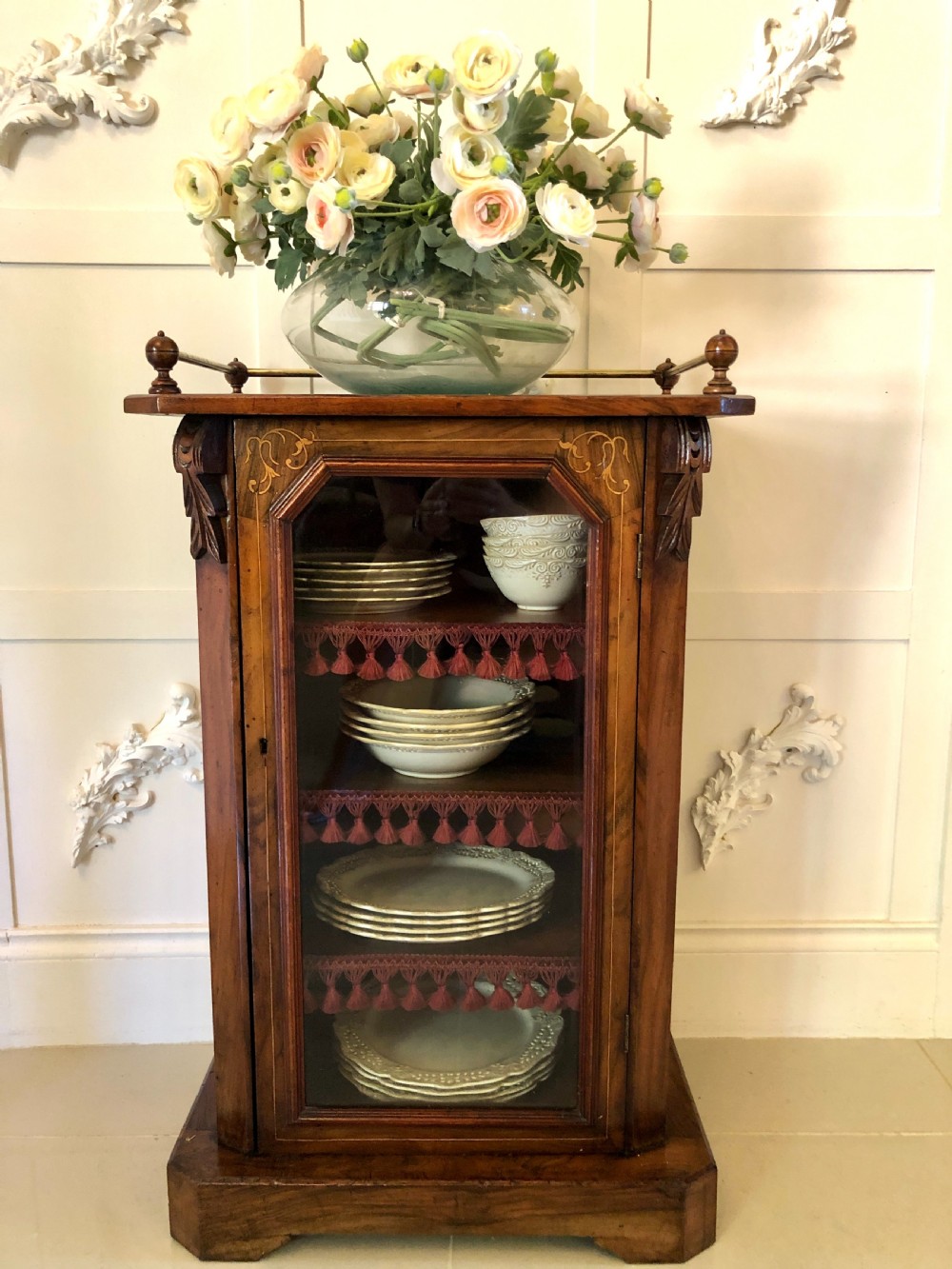 Antique Victorian Walnut Inlaid Music Cabinet View VI