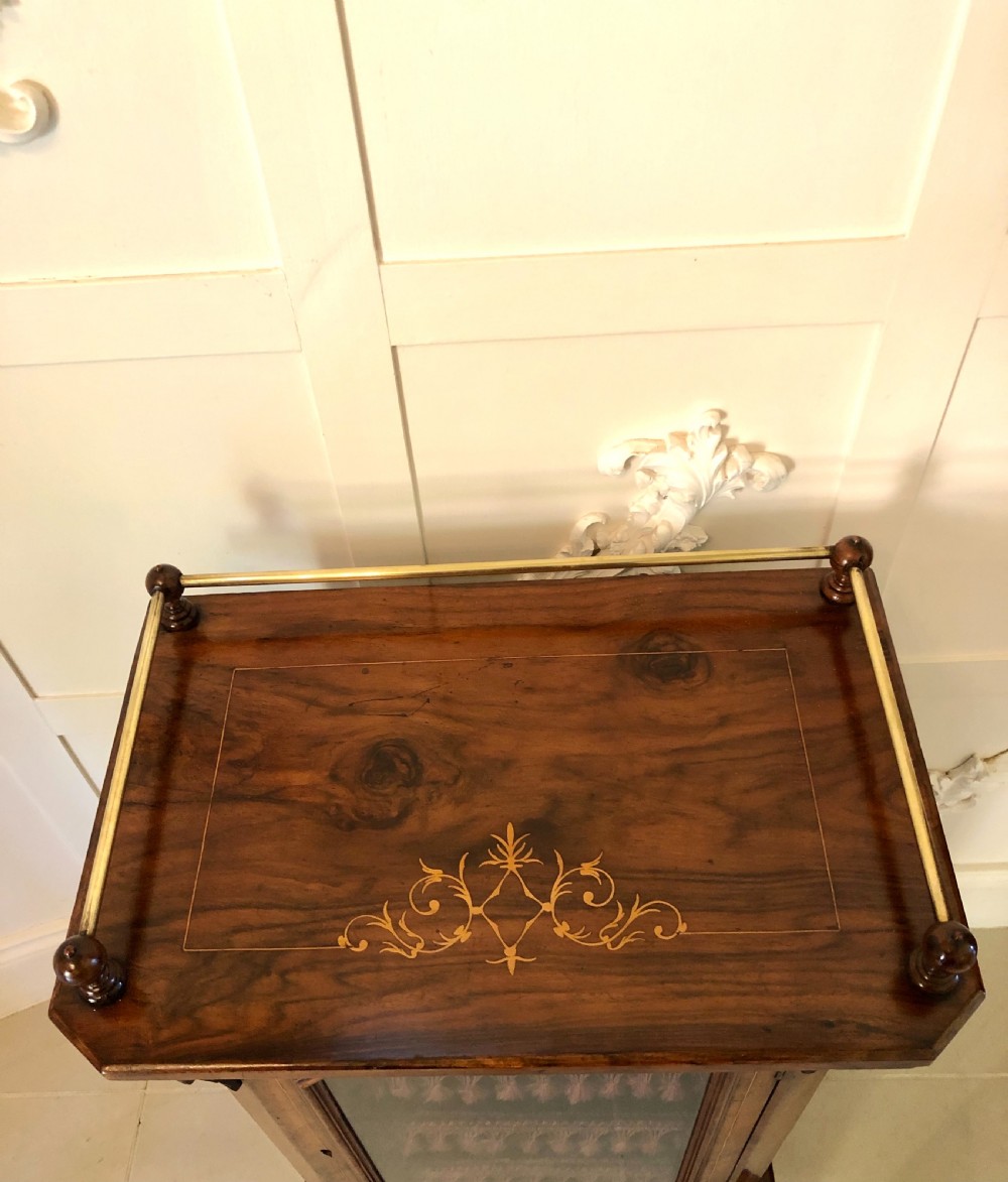 Antique Victorian Walnut Inlaid Music Cabinet View VIII