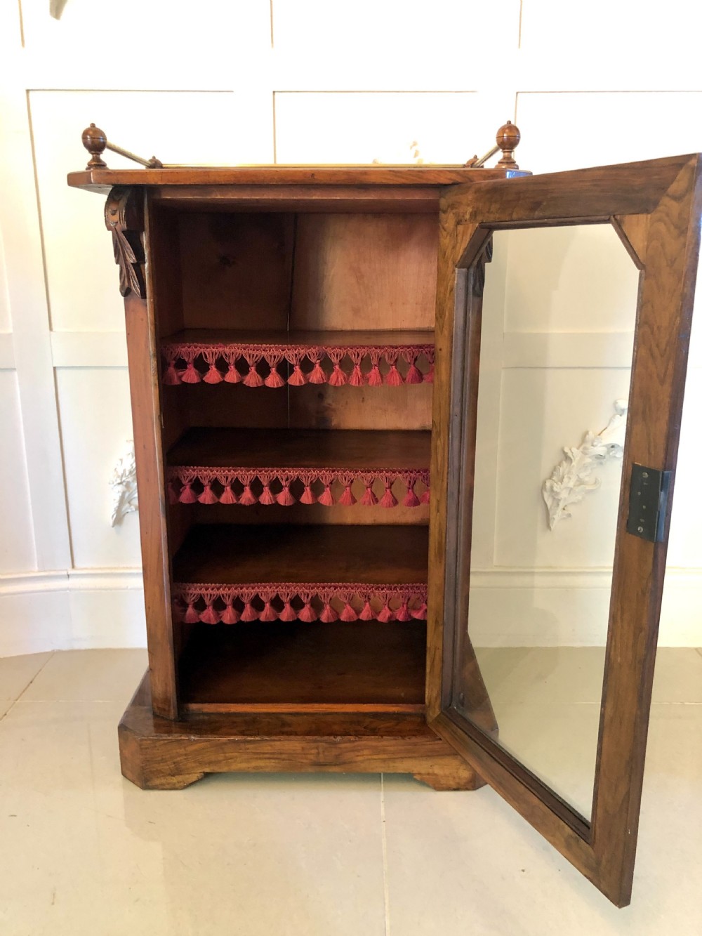 Antique Victorian Walnut Inlaid Music Cabinet View X