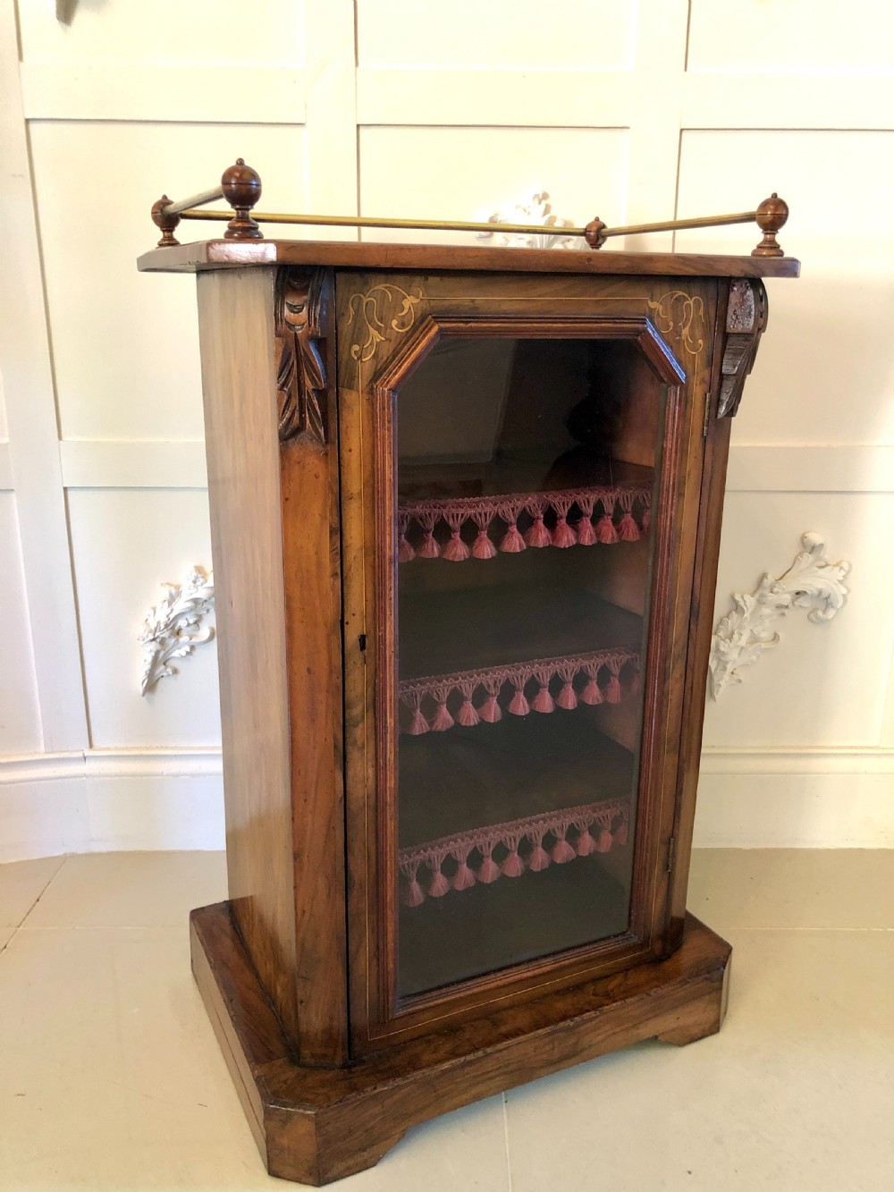 Antique Victorian Walnut Inlaid Music Cabinet View XI