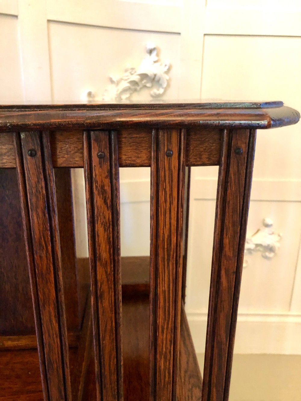  Antique Edwardian Oak Revolving Bookcase  

 View VI