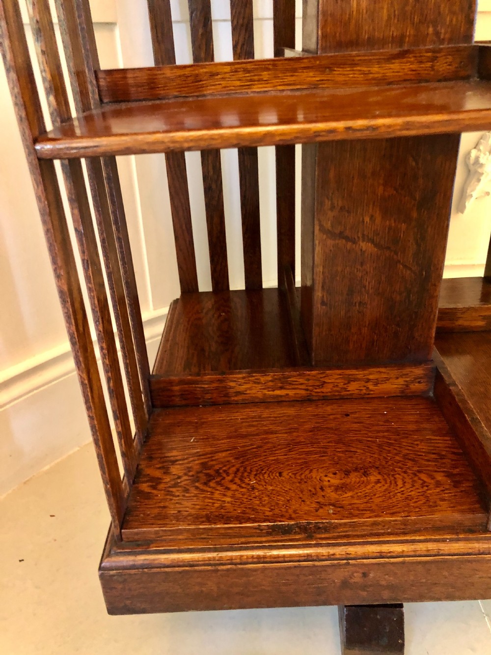  Antique Edwardian Oak Revolving Bookcase  

 View VII