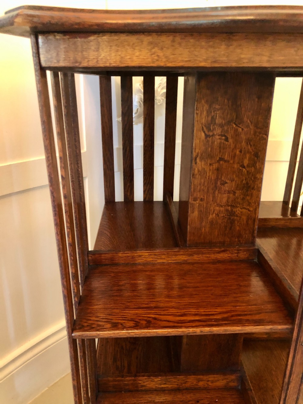  Antique Edwardian Oak Revolving Bookcase  

 View VIII