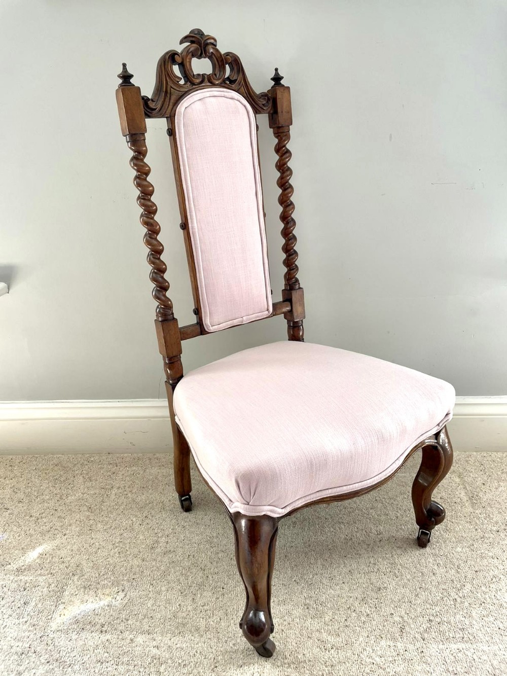 Antique Victorian Carved Walnut Side Chair

