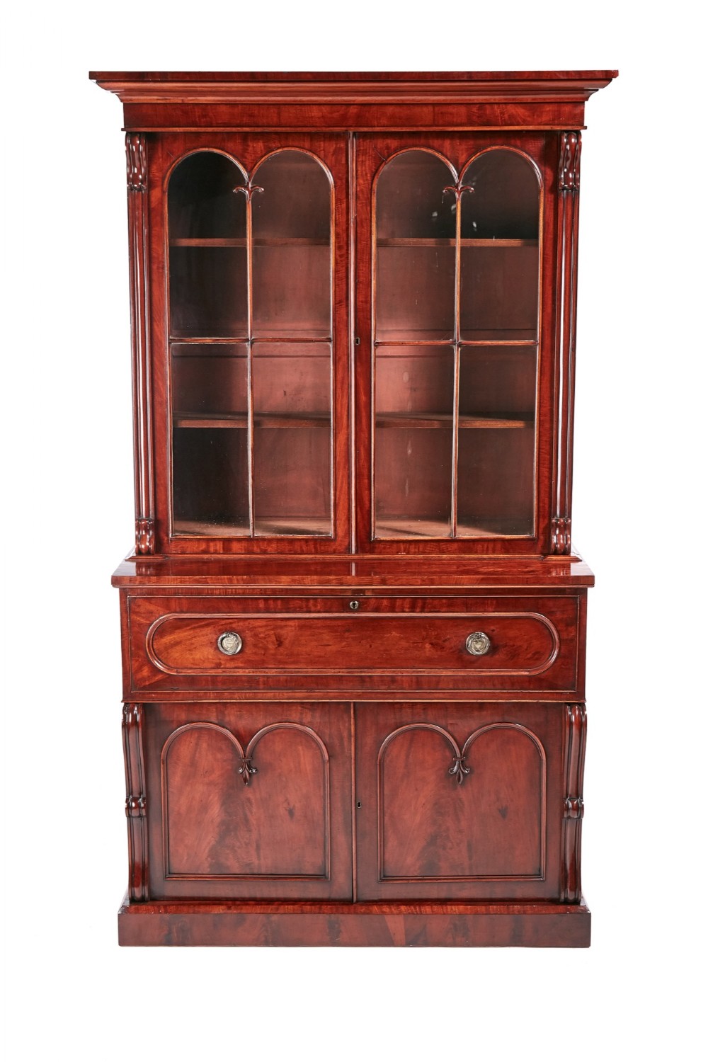  Exceptional Quality William IV Mahogany Secretaire Bookcase