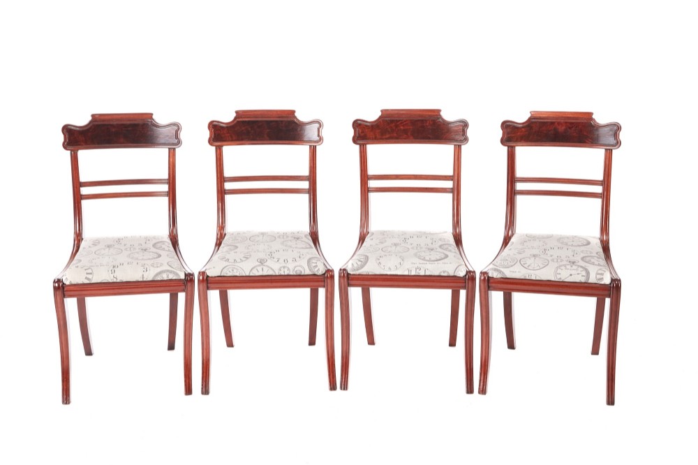  Quality Set of Four Regency Antique Mahogany Dining Chairs
